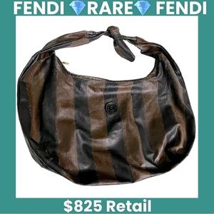 EUC Vintage FENDI Penguin Croissant Bag. Coated nylon with knotted tie strap.